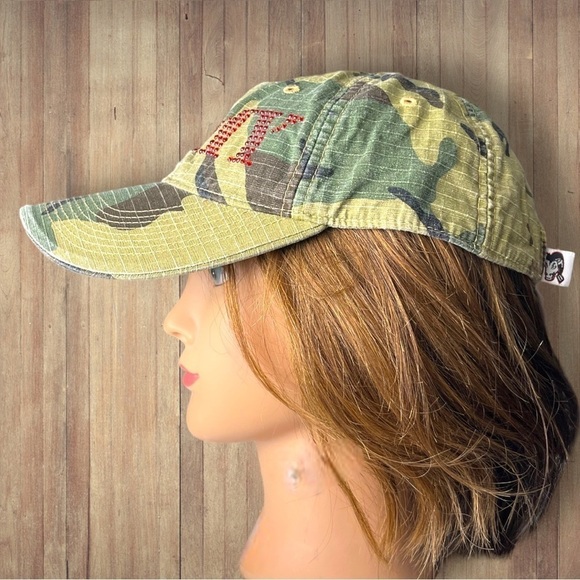 US Army Camouflage Baseball Cap with Ref Rhinestones Logo Velcro strap - Picture 3 of 11